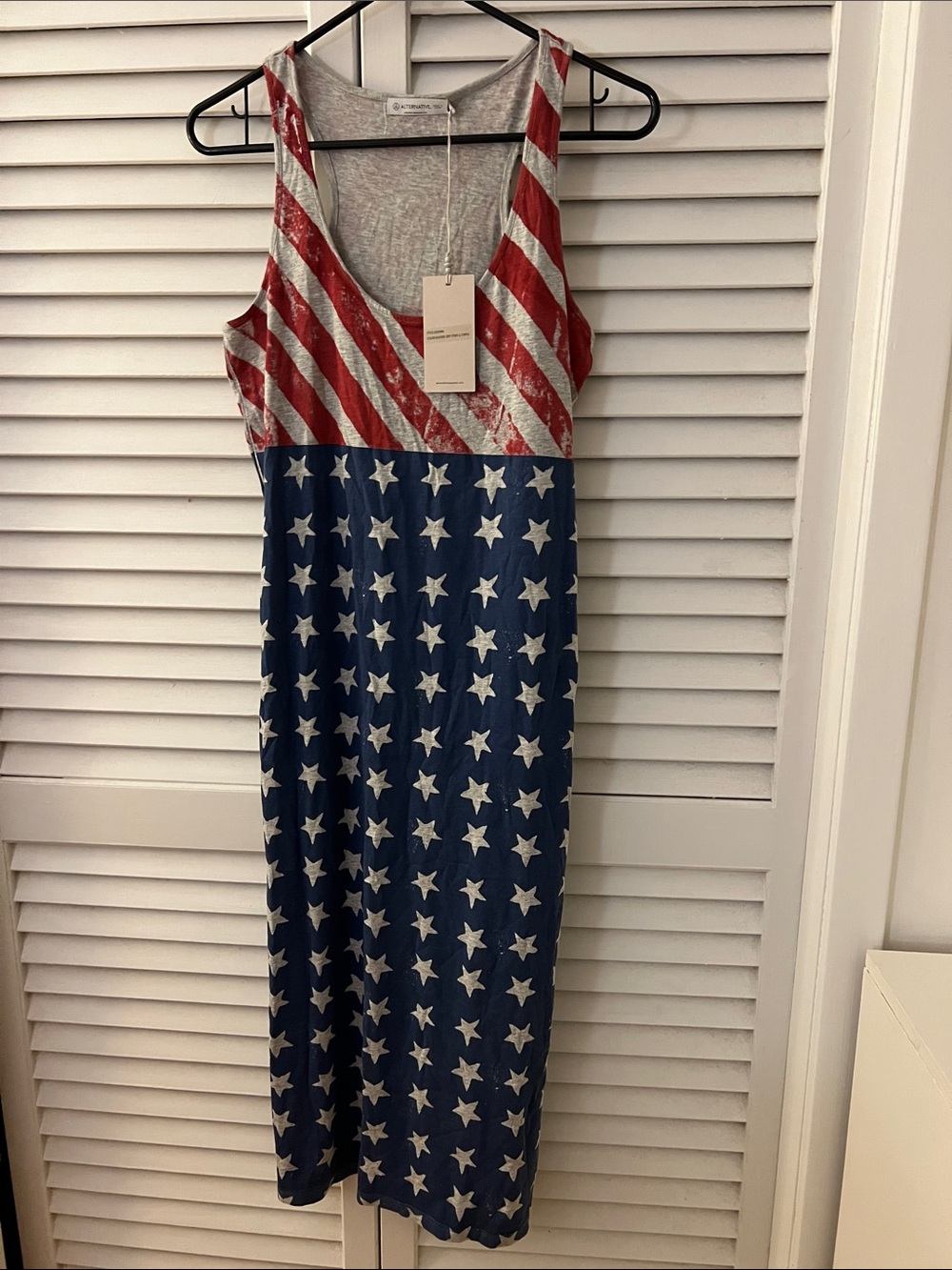 Alternative Apparel Flag Print Tank Dress Tagged Med Fit Best Small